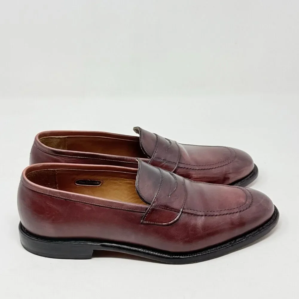 Allen Edmonds Lake Forest Penny Loafers Mens 9.5 D Burgundy Leather Dress Shoes